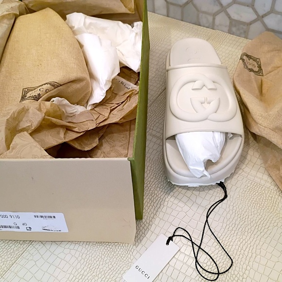 Gucci Interlocking G Sandal Off-White Platform Slide 692845 JF000 9110 S… - Picture 14 of 16